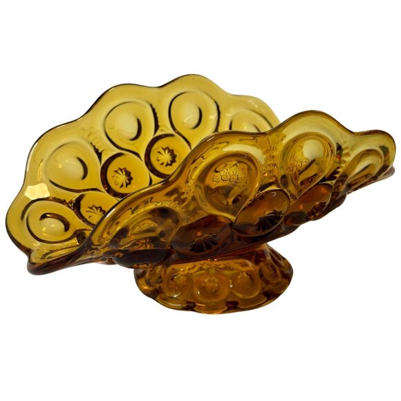 Amber Banana Boat L.E. Smith Moon and Star | Glass MCM Mid Century Kitchen Decor - Picture 1 of 7